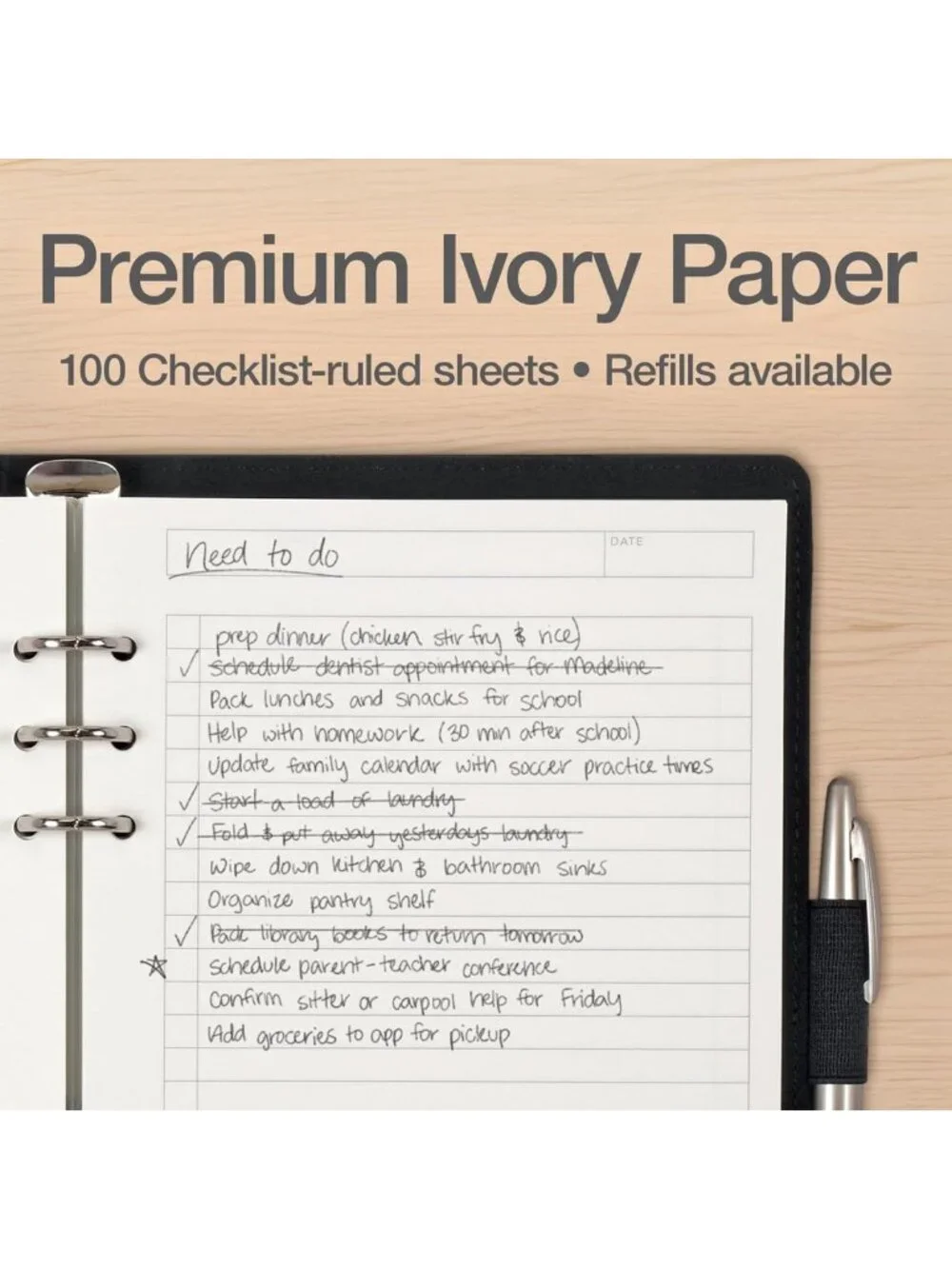 Professional 6-Ring Refillable Notebook, 7x9 Inch Writing Journal, Faux Leather